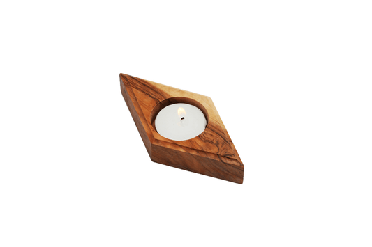 Cuboid Candle Holder - Olive Wood