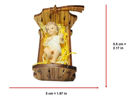 Baby Jesus Resin & Olive Wood Manger