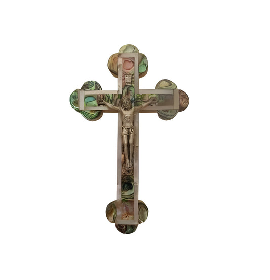 Budded Crucifix - Byzantine Cross - Mother of Pearl & Olive Wood