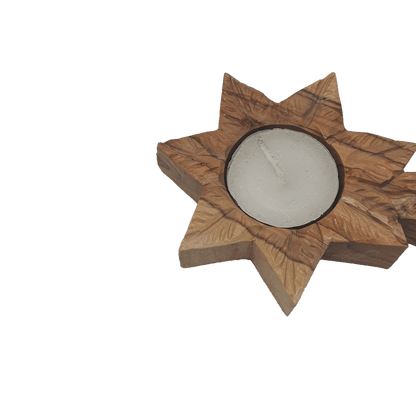 Star of Bethlehem - Candle Holder  - Olive Wood