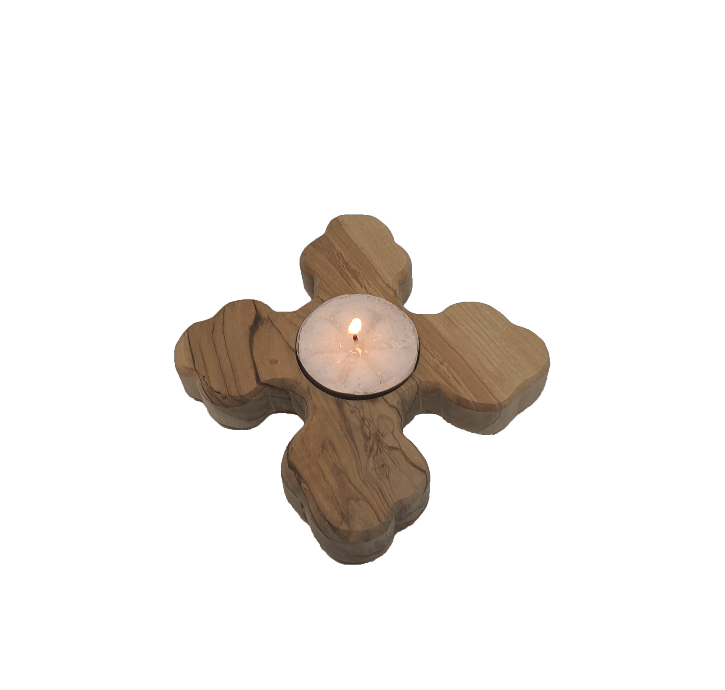 Jerusalem Cross - Candle Holder - Olive Wood