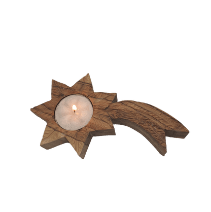 Star of Bethlehem - Candle Holder  - Olive Wood