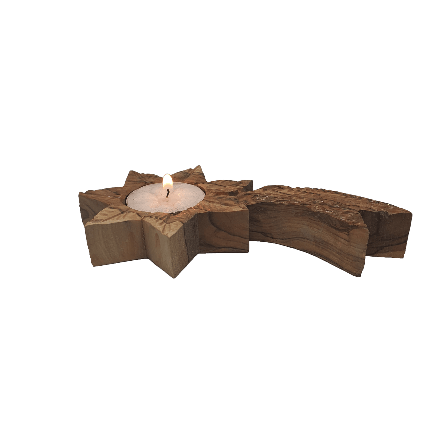 Star of Bethlehem - Candle Holder  - Olive Wood