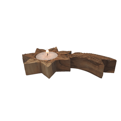 Star of Bethlehem - Candle Holder  - Olive Wood