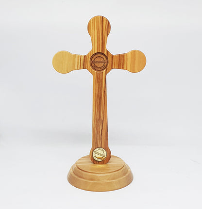 Crucifix Jesus on Stand - Olive Wood & Silver