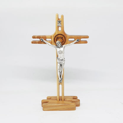 Crucifix Jesus Cross - Olive Wood & Silver