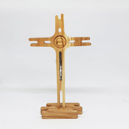 Crucifix Jesus Cross - Olive Wood & Silver