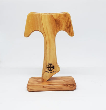 Cross Tau on Stand - Olive Wood