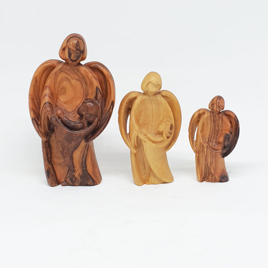 Angel with Baby Jesus - Olive Wood