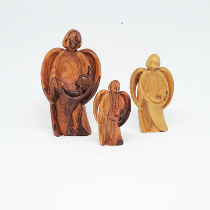 Angel with Baby Jesus - Olive Wood