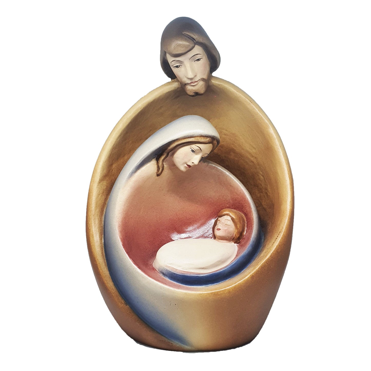 The Holy Family - Nativity Scene - Hand Painted Olive Wood