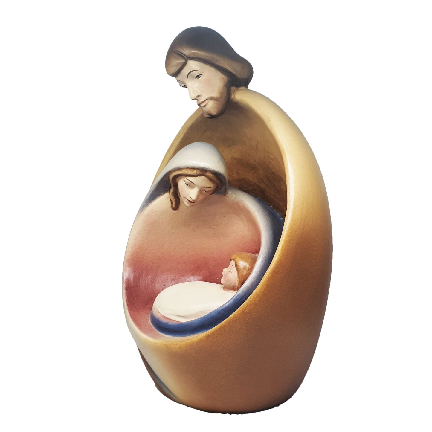 The Holy Family - Nativity Scene - Hand Painted Olive Wood