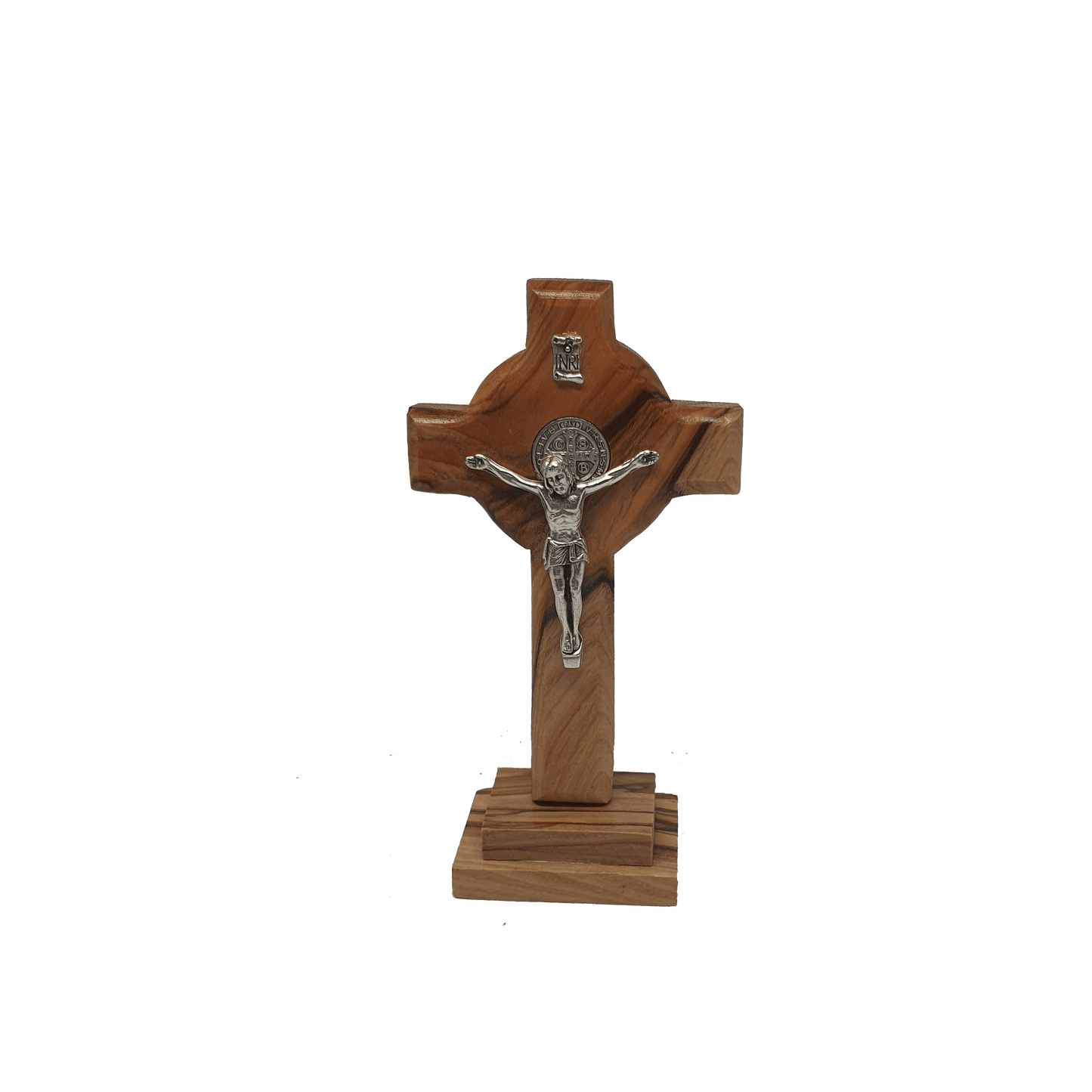 Crucifix Cross w/ Saint Benedict - Olive Wood