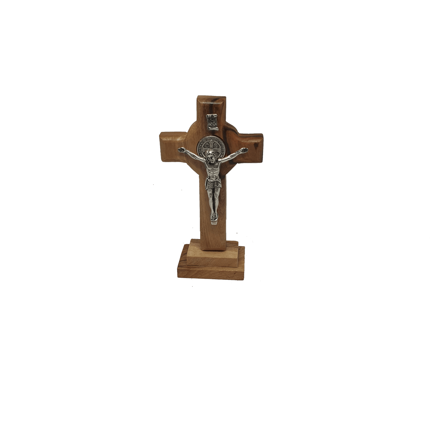 Crucifix Cross w/ Saint Benedict - Olive Wood