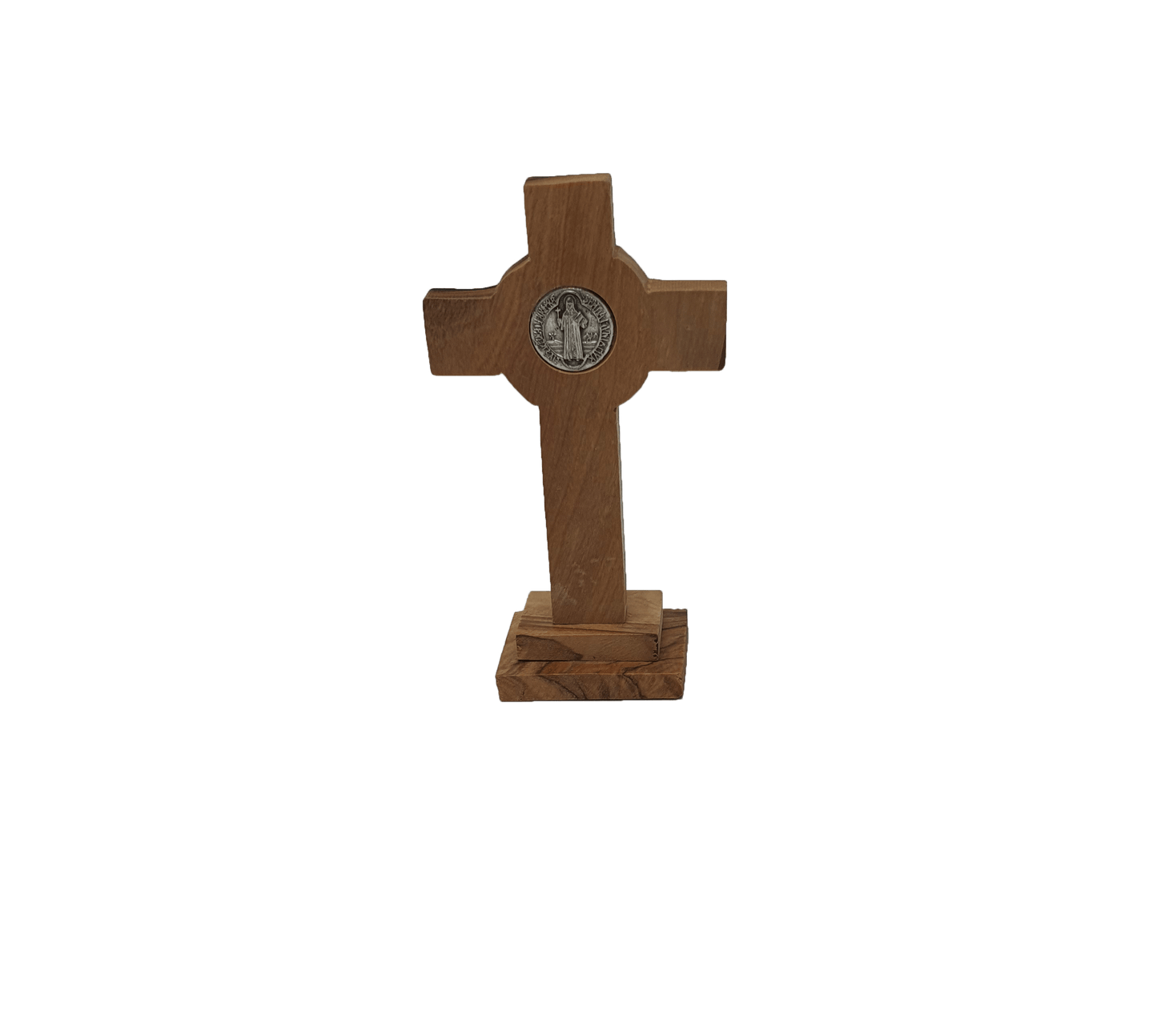 Crucifix Cross w/ Saint Benedict - Olive Wood