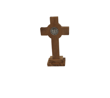 Crucifix Cross w/ Saint Benedict - Olive Wood