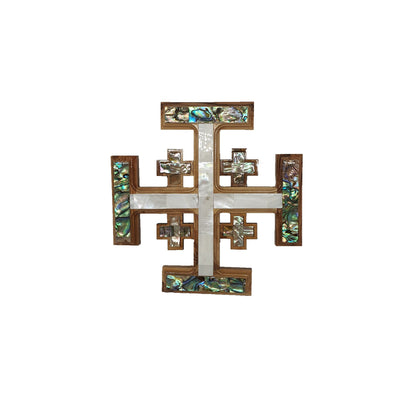 Jerusalem Cross - Mother of Pearl & Olive Wood