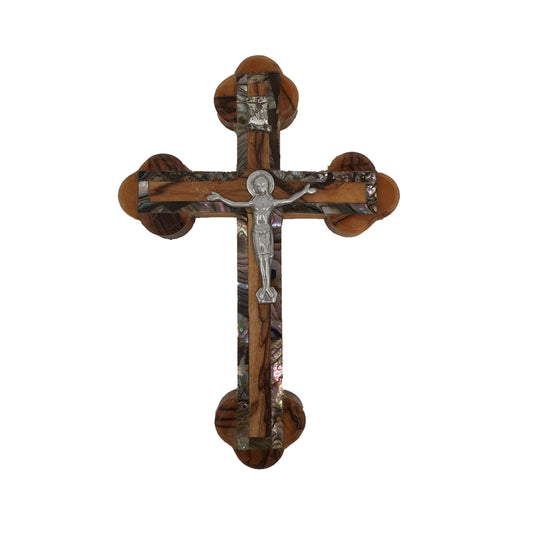 Budded Crucifix - Mother of Pearl & Olive Wood