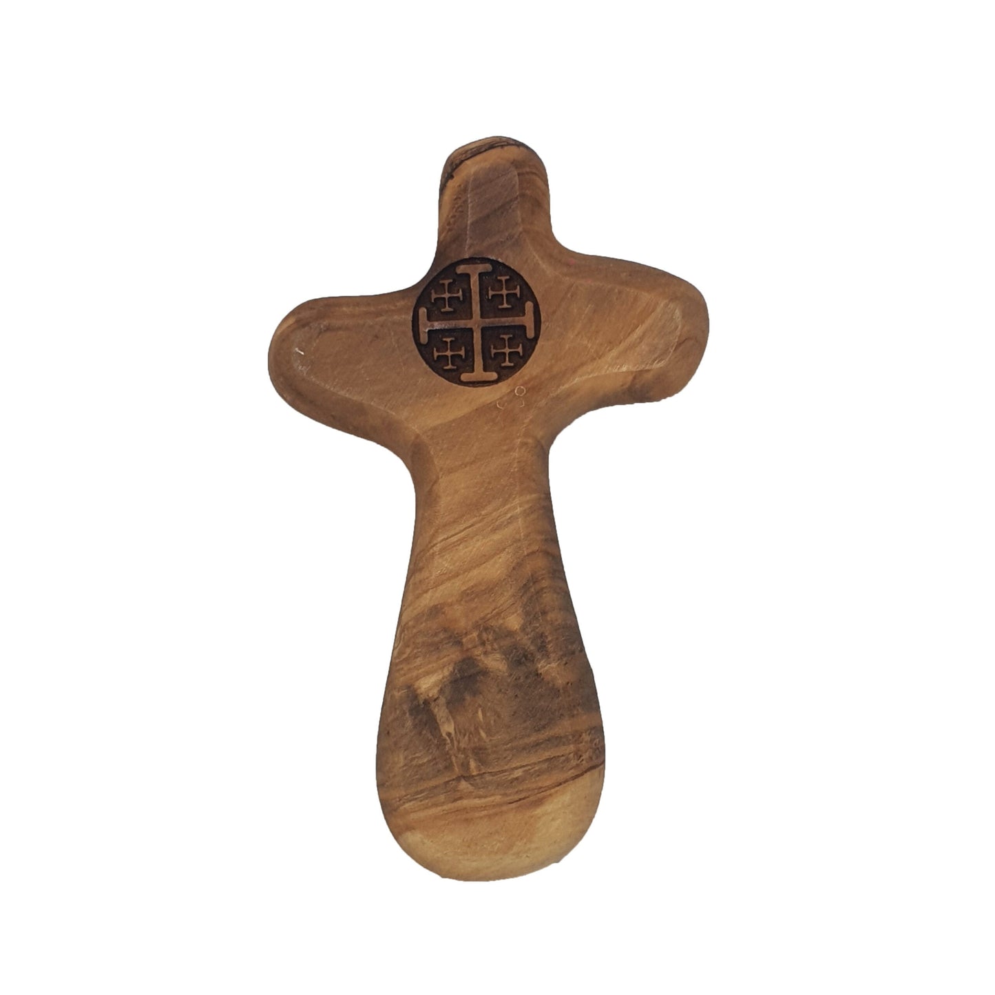 Comfort Cross - Holding Cross - Jerusalem Cross Engraved - Olive Wood