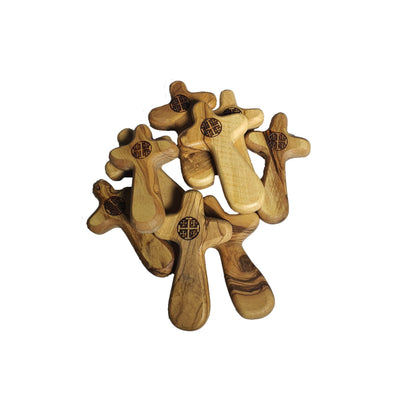 Comfort Cross - Holding Cross - Jerusalem Cross Engraved - Olive Wood