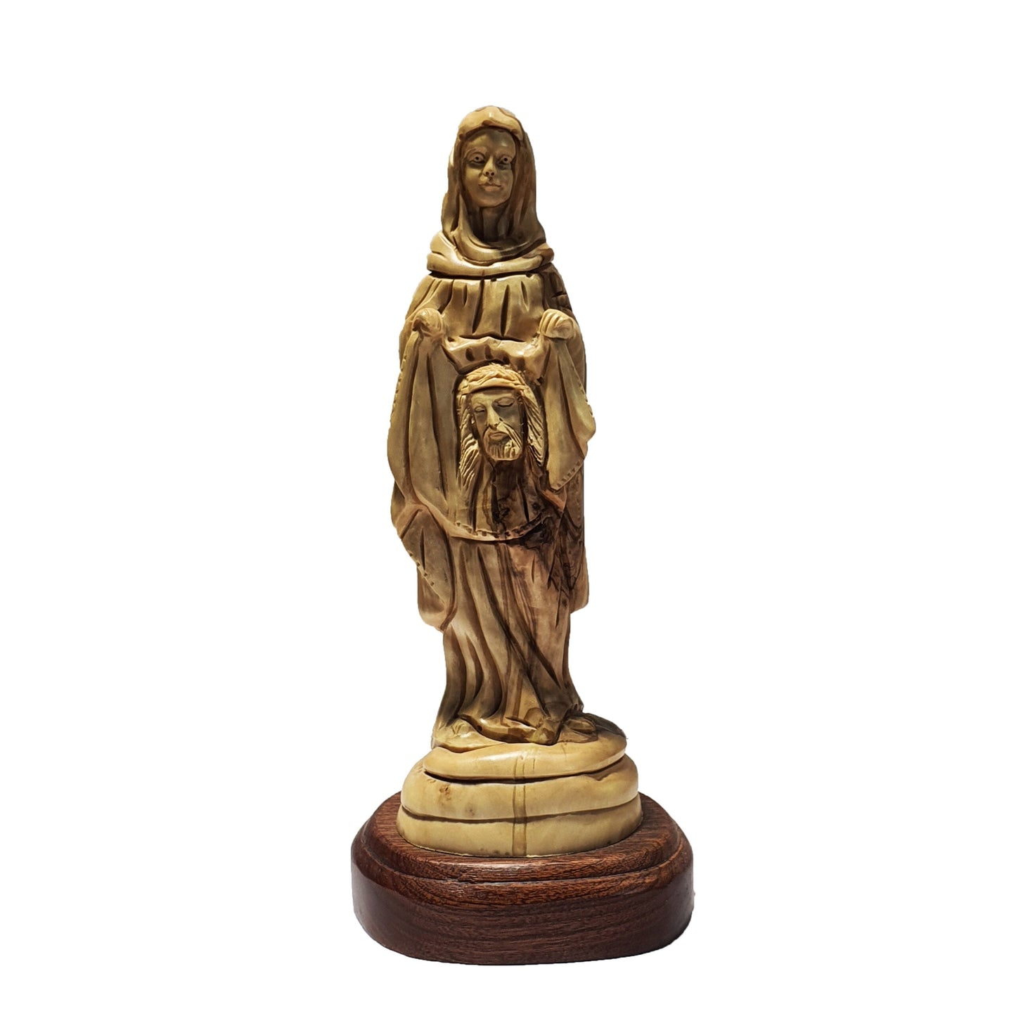 Saint Veronica Wipes Jesus Christ Face - Olive Wood  Handmade