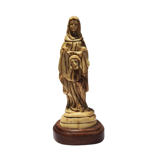 Saint Veronica Wipes Jesus Christ Face - Olive Wood  Handmade