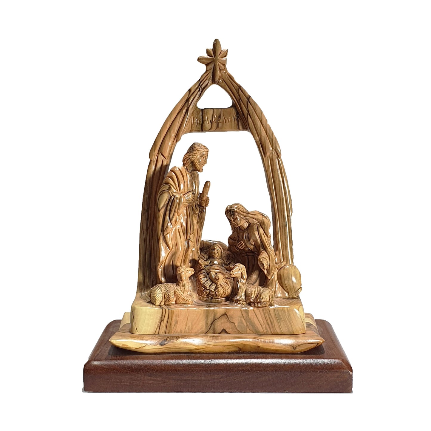 The Holy Family with Star of Bethlehem - Nativity Scene - Olive Wood