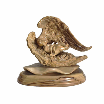 Baby Jesus Christ in Angel's Wings - Handmade Olive Wood Statue