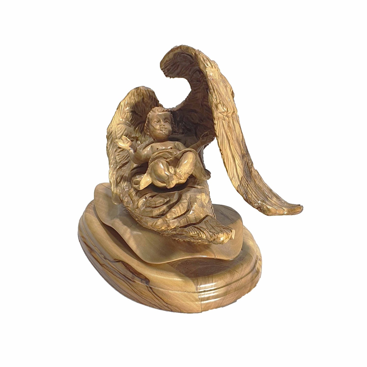 Baby Jesus Christ in Angel's Wings - Handmade Olive Wood Statue