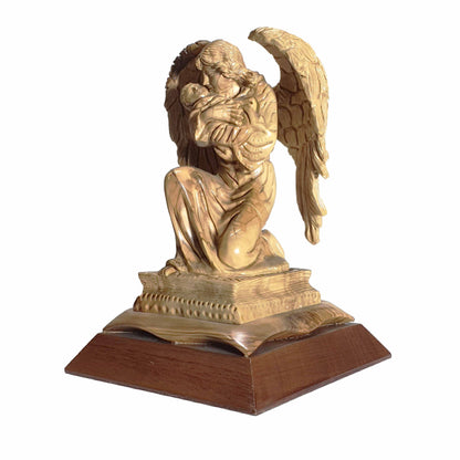 Guardian Angel Holding Baby Jesus - Handmade Olive Wood Statue