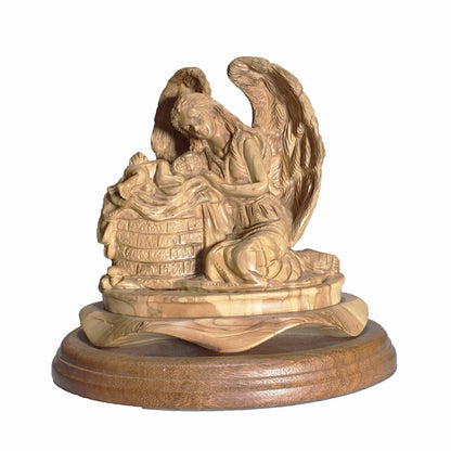 Guardian Angel with Baby Jesus - Artist Olive Wood Statue