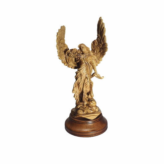 Guardian Angel with Baby Jesus - Handmade Olive Wood Statue