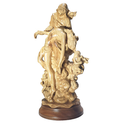 Pieta with an Angel Statue - Handmade Olive Wood