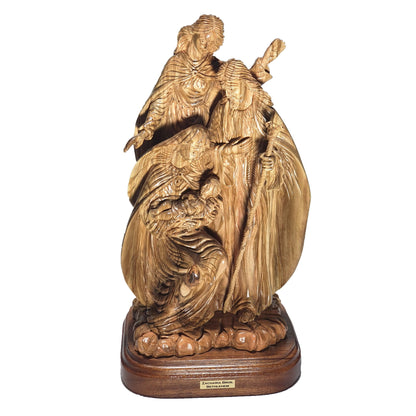 The Holy Family With Guardian Angel Statue - Olive Wood