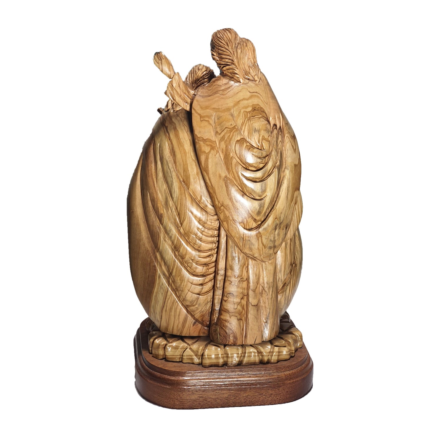 The Holy Family With Guardian Angel Statue - Olive Wood