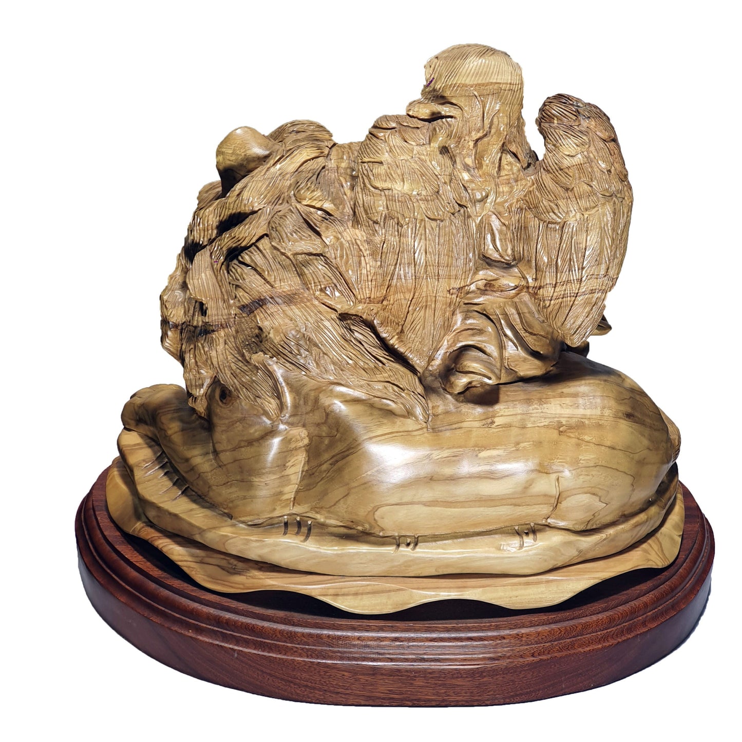 Lion And Lamb With Angel - Handmade Olive Wood