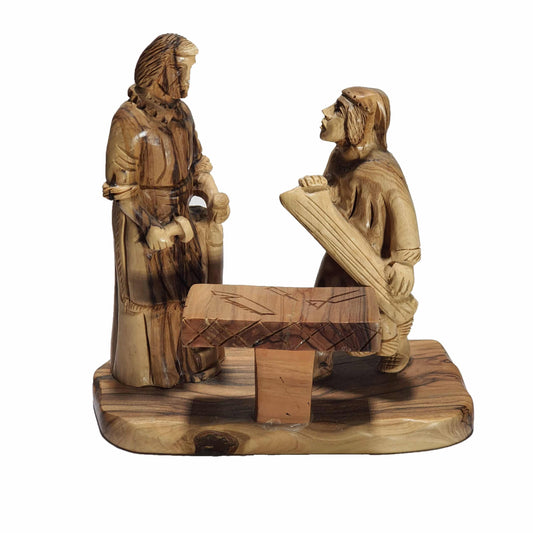 Saint Joseph Carpenter With Young Jesus - Handcrafted Olive Wood