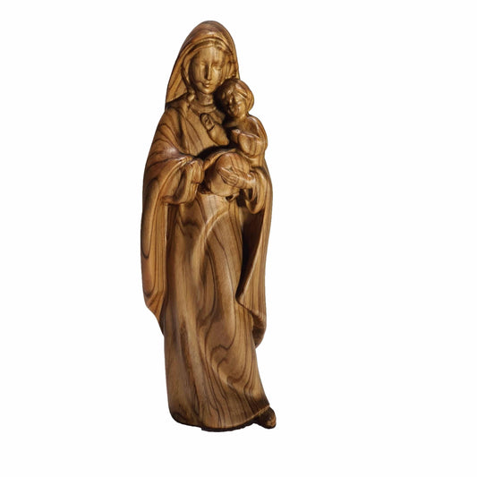 Virgin Mary Holding Baby Jesus - Handcrafted Olive Wood