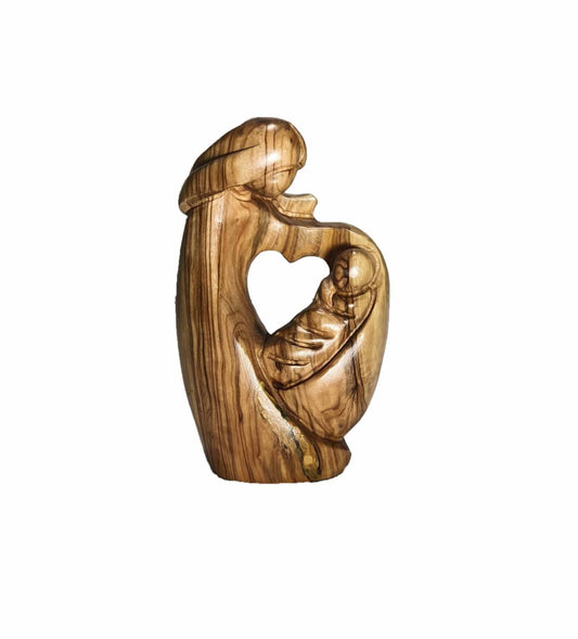 Virgin Mary with the Holy Child Jesus - Abstract Olive Wood