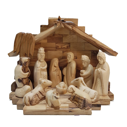 Nativity Set Special – With Palm Tree & Bethlehem Star - Olive Wood