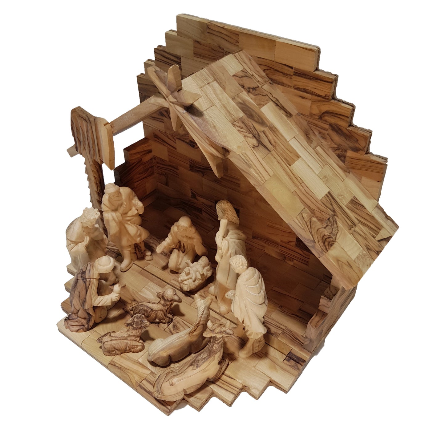 Nativity Scene Set Special – Tiled Cave - Olive Wood