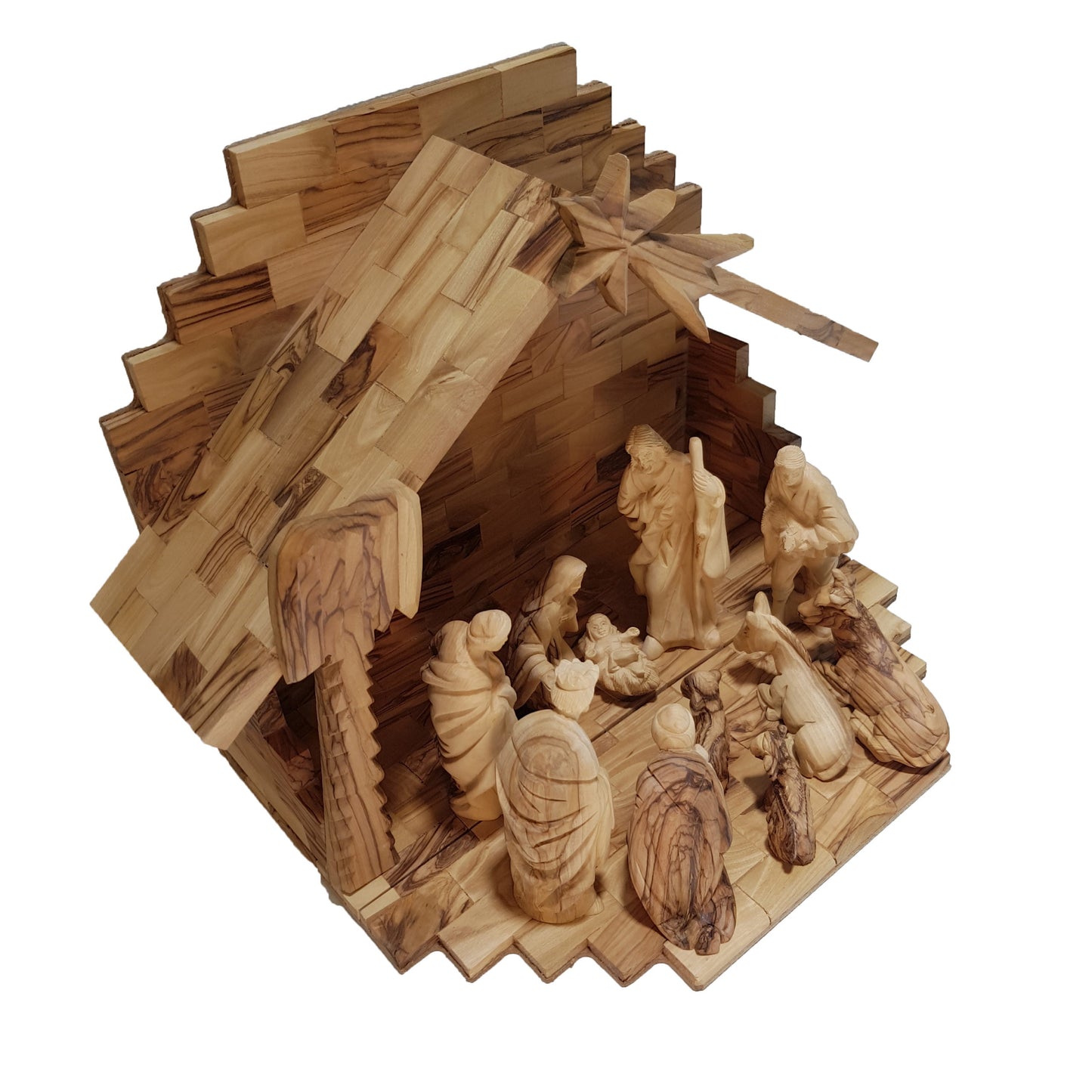 Nativity Scene Set Special – Tiled Cave - Olive Wood