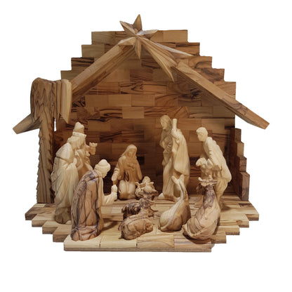 Nativity Scene Set Special – Tiled Cave - Olive Wood