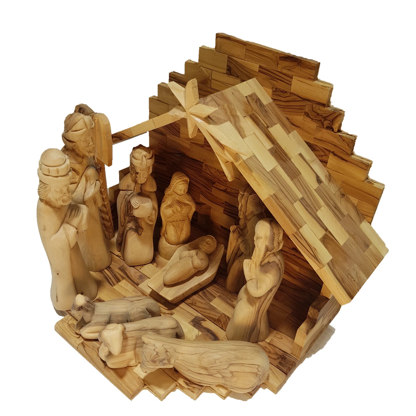 Nativity Set Special – Tiled Cave - Olive Wood