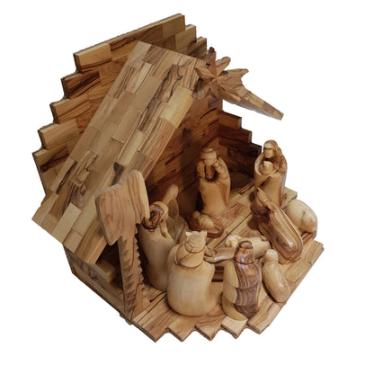 Nativity Set Special – with Palm Tree & Bethlehem Star – Olive Wood