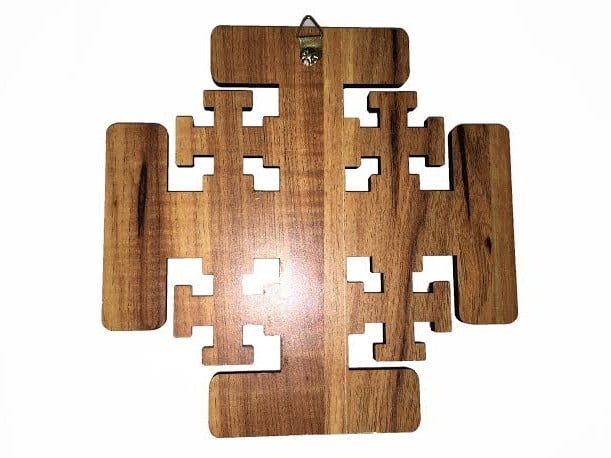 Jerusalem Cross w/ 4 Holy Samples - God Bless Our Home - Olive Wood