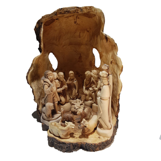 Nativity Set Special W/ Natural Cave – Genuine Olive Wood