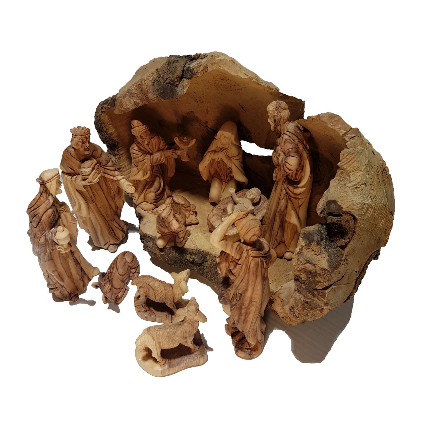 Nativity Set Special W/ Natural Cave – Olive Wood