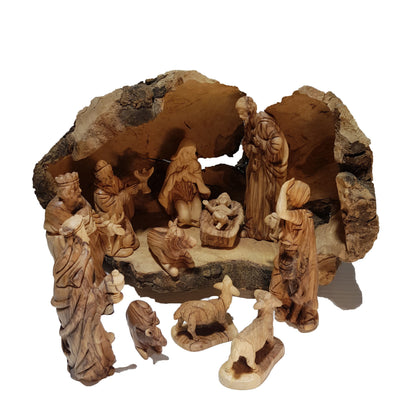 Nativity Set Special W/ Natural Cave – Olive Wood