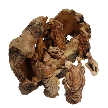 Nativity Set Special W/ Natural Cave – Olive Wood